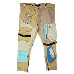 Jordan‎ Craig Mens Ross Utility Cargo Pants 42/32 Multi Pockets Sandstorm Grunge